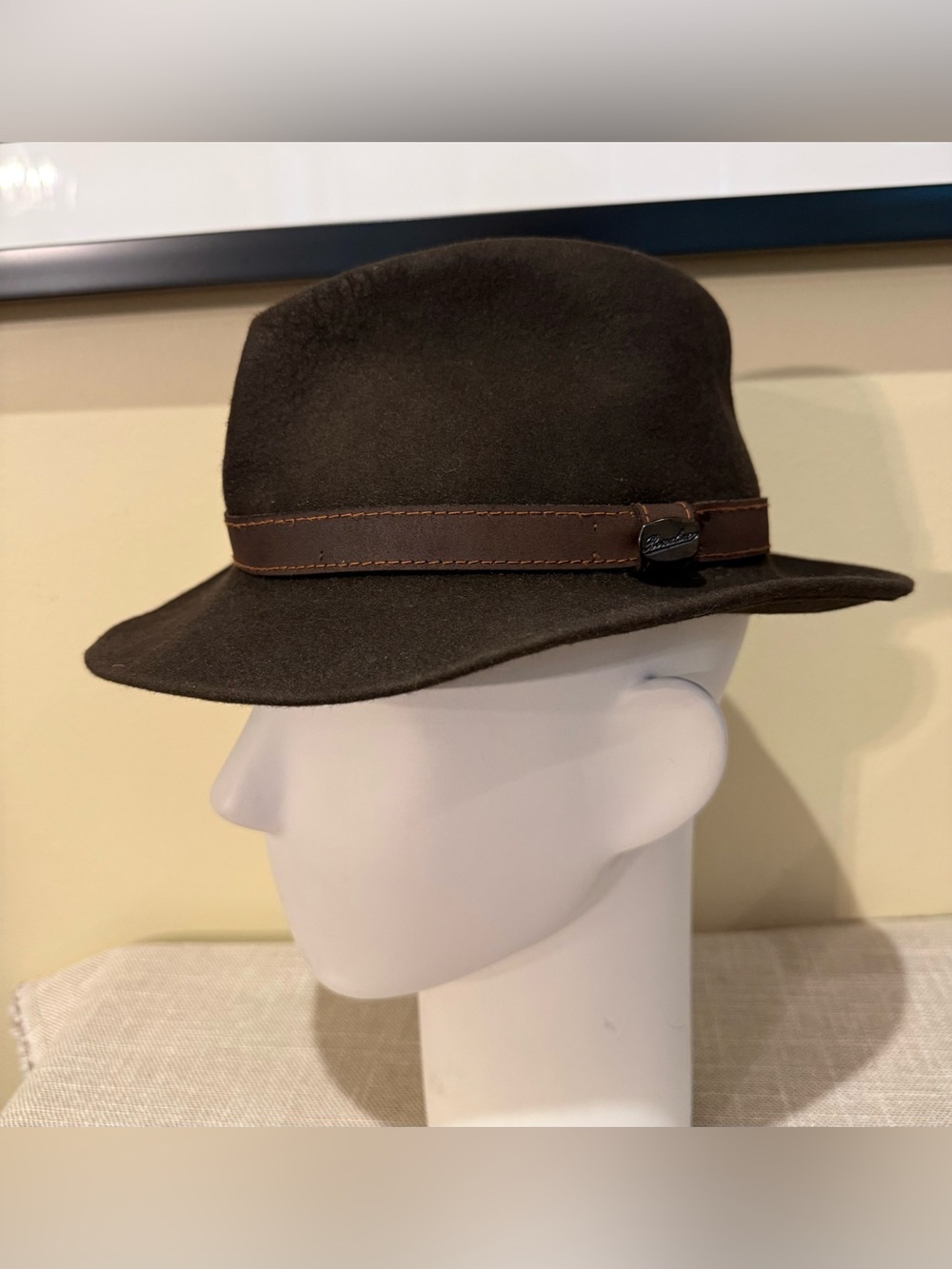 Borsalino Wool Felt Fedora Hat Brown Leather Band Trilby Size Medium / Large
